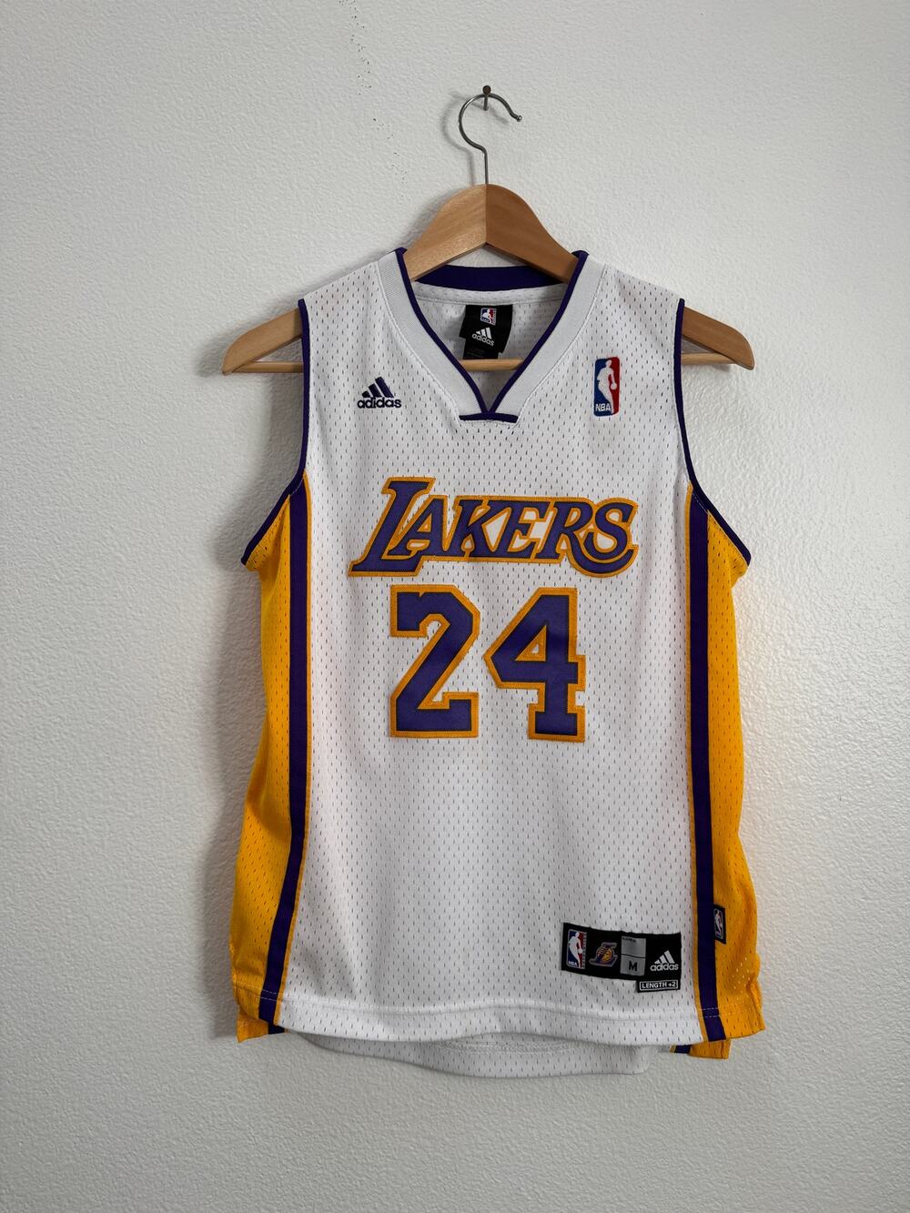 Adidas Kobe Bryant #24 Los Angeles Lakers White Sunday NBA Jersey Youth Medium M